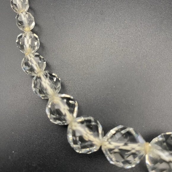 Vtg Necklace Faceted Crystals Graduated Beads 20" Hand Knotted 20" Cord Barrel - Picture 7 of 12